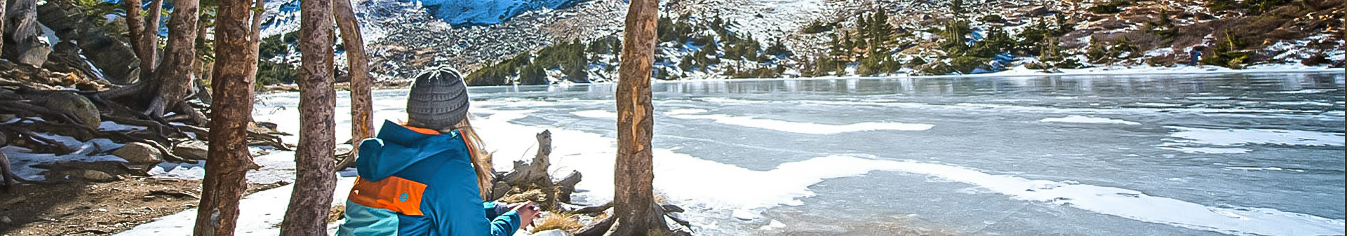 A frozen lake in Red River, NM